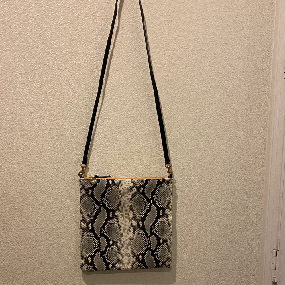 Clare V snakeskin sprint crossbody bag
